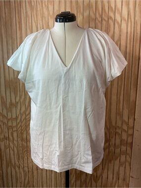 English Factory White V-Neck Short Sleeve Top
